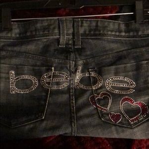 Bebe Jeans With Bling & Heart On Back